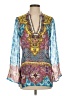 Hale Bob 100% Silk Blue 3/4 Sleeve Silk Top Size XS - photo 1