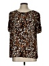 Talbots Animal Print Brown Short Sleeve Blouse Size L - photo 1