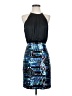 Mignon 100% Silk Graphic Blue Cocktail Dress Size 4 - photo 1