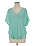 Lush 100% Polyester Teal Short Sleeve Blouse Size S - photo 1