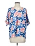 Jodifl 100% Polyester Floral Blue Short Sleeve Blouse Size S - photo 1