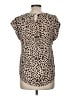 Hippie Rose Animal Print Tan Short Sleeve Blouse Size M - photo 2
