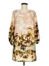 Lovemarks 100% Polyester Print Tan Cocktail Dress Size M - photo 1