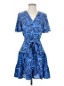 Eliza J 100% Polyester Animal Print Blue Casual Dress Size 4 - photo 1