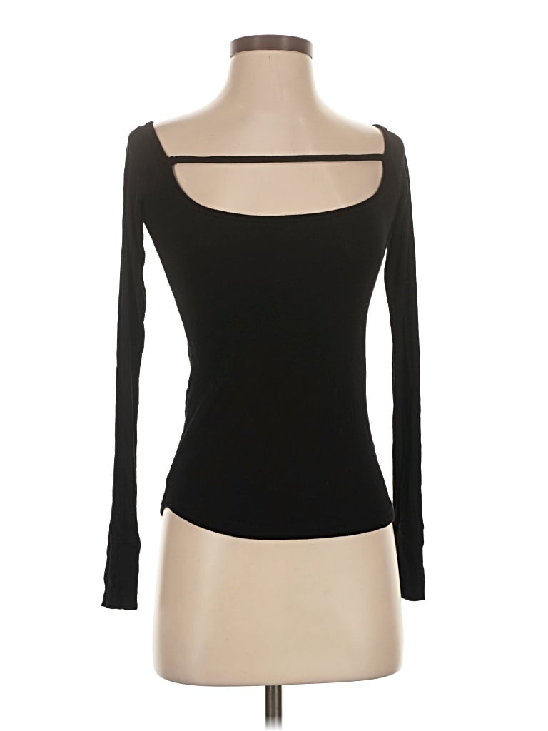 Pre-owned Michael Lauren Long Sleeve Top Black Scoop Neck Tops