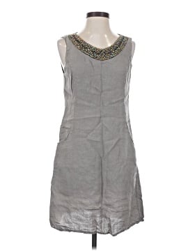 knee length dresses for ladies Lina Tomei Grey Linen dress Size L – The Wardrobe