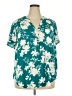 Torrid 100% Polyester Tropical Teal Short Sleeve Blouse Size 2X Plus (2) - photo 1