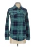 The Black Dog 100% Polyester Plaid Teal Long Sleeve Blouse Size XS - photo 1