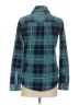 The Black Dog 100% Polyester Plaid Teal Long Sleeve Blouse Size XS - photo 2