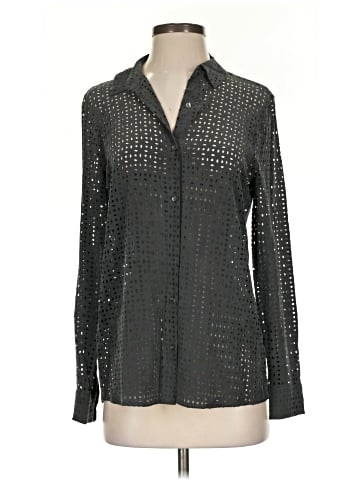 Ecru Long Sleeve Silk Top (view 1)