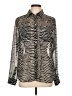 MICHAEL Michael Kors Animal Print Silver Long Sleeve Blouse Size L - photo 1