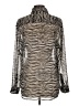 MICHAEL Michael Kors Animal Print Silver Long Sleeve Blouse Size L - photo 2