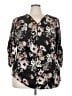 Mileage 100% Polyester Floral Black 3/4 Sleeve Blouse Size 3X - photo 1