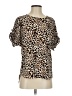 Pleione 100% Polyester Animal Print Brown Short Sleeve Blouse Size S - photo 1