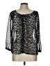 Unbranded 100% Polyester Animal Print Silver Black 3/4 Sleeve Blouse Size L - photo 1