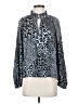 Elan 100% Polyester Animal Print Silver Long Sleeve Blouse Size S - photo 1