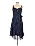 Parker 100% Polyester Polka Dots Blue Cocktail Dress Size M - photo 1