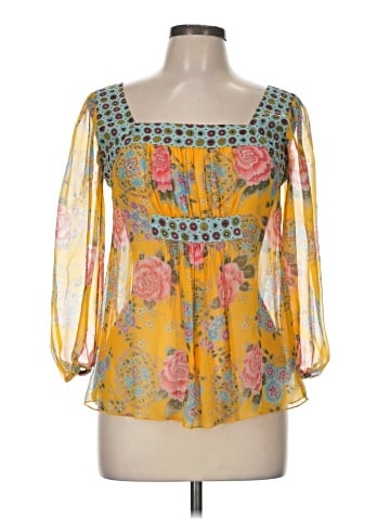 Anna Sui for Anthropologie 3/4 Sleeve Silk Top (view 1)