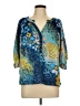 Gibson 100% Polyester Blue 3/4 Sleeve Blouse Size L - photo 1