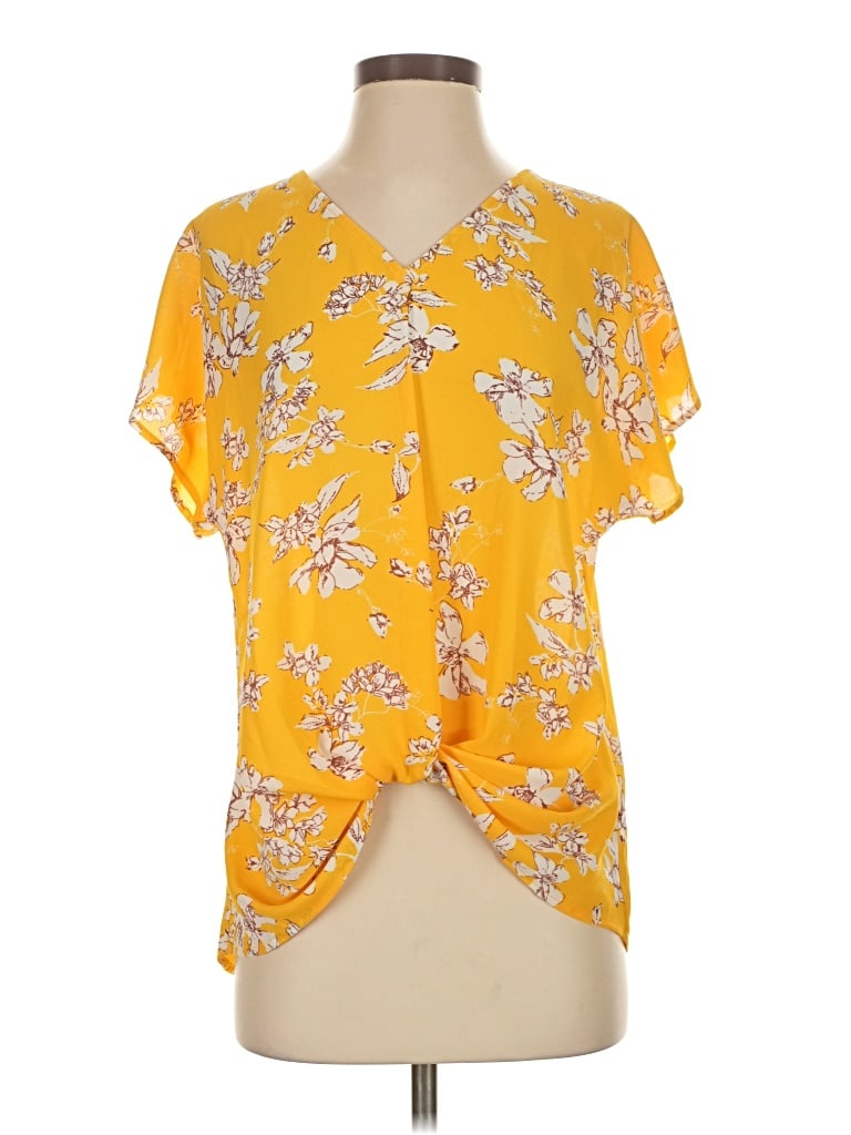 Pre-owned West Kei Short Sleeve Blouse In Yellow