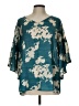 New Directions Teal 3/4 Sleeve Blouse Size L - photo 1