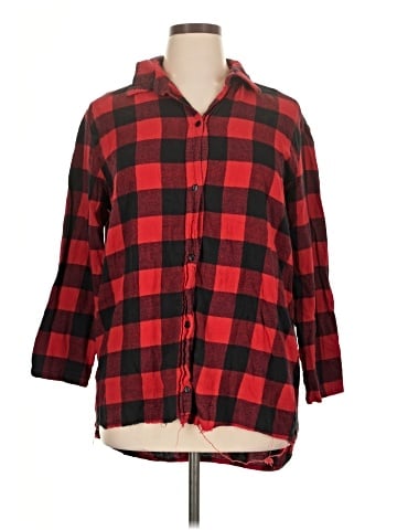 Collections etc. 3/4 Sleeve Button-Down Shirt (view 1)