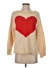 Dee Elly 100% Acrylic Hearts Ivory Pullover Sweater Size XS - photo 1