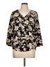 Fun2Fun 100% Rayon Floral Black 3/4 Sleeve Blouse Size L - photo 1