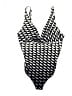 Zingara Chevron-herringbone Black One Piece Swimsuit Size 14 - photo 1