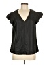 VOY Metallic Black Short Sleeve Blouse Size L - photo 1