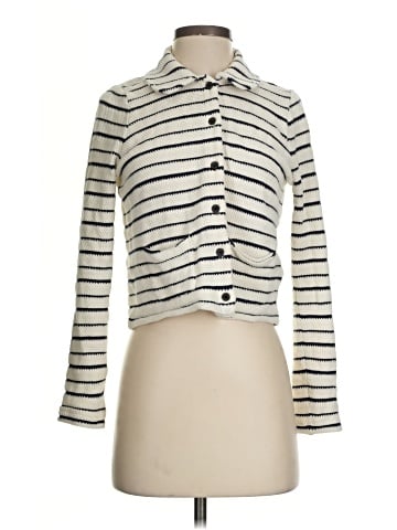 Madewell Striped Button-Front Collared Cardigan (view 1)