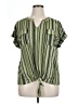 Adrienne Vittadini Stripes Green Short Sleeve Blouse Size XL - photo 1