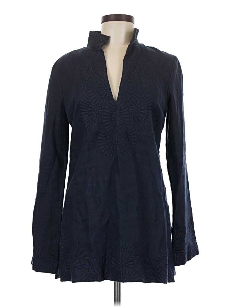Pre-owned Tory Burch Long Sleeve Blouse In Blue