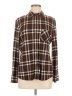 Just Polly Plaid Brown Long Sleeve Blouse Size M - photo 1