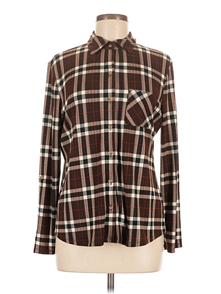 Pre-owned Just Polly Long Sleeve Blouse In Brown