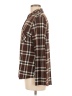 Just Polly Plaid Brown Long Sleeve Blouse Size M - photo 5