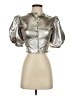 Zara Metallic Silver Short Sleeve Blouse Size XS - photo 1