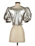 Zara Metallic Silver Short Sleeve Blouse Size XS - photo 2