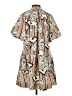 Assorted Brands 100% Polyester Print Tan Casual Dress Size S - photo 2
