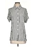 Doe & Rae 100% Rayon Stripes Silver Short Sleeve Button-Down Shirt Size XXS (estimated) - photo 1
