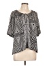 NY Collection Chevron-herringbone Graphic Stripes Black Gray 3/4 Sleeve Blouse Size L (petite) - photo 1