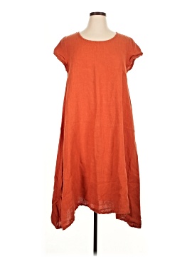 knee length dresses for ladies Bryn Walker Lana Cross-Dyed Linen V-Neck 3/4 Puff Sleeve Ruffle Hem Sh –  Trendy Twist Boutique main image 0