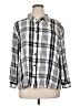 Cato 100% Rayon Plaid Silver Long Sleeve Button-Down Shirt Size L - photo 1