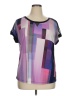 Worthington Color Block Purple Short Sleeve Blouse Size XL - photo 1