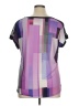 Worthington Color Block Purple Short Sleeve Blouse Size XL - photo 2