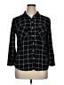 Merona 100% Rayon Plaid Black 3/4 Sleeve Button-Down Shirt Size XL - photo 1