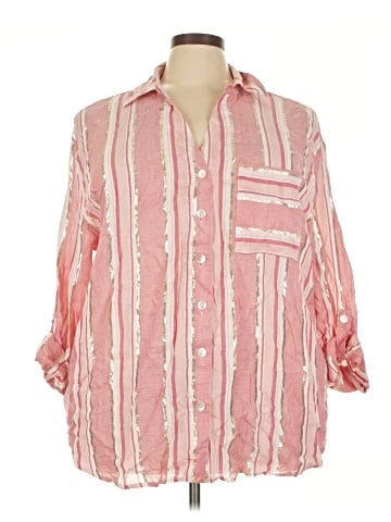 Club Z Collection 3/4 Sleeve Button-Down Shirt (view 1)