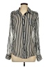 Iz Byer 100% Polyester Stripes Silver Long Sleeve Blouse Size L - photo 1