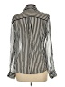 Iz Byer 100% Polyester Stripes Silver Long Sleeve Blouse Size L - photo 2