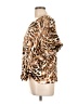 Worthington 100% Polyester Animal Print Brown Short Sleeve Blouse Size L - photo 5